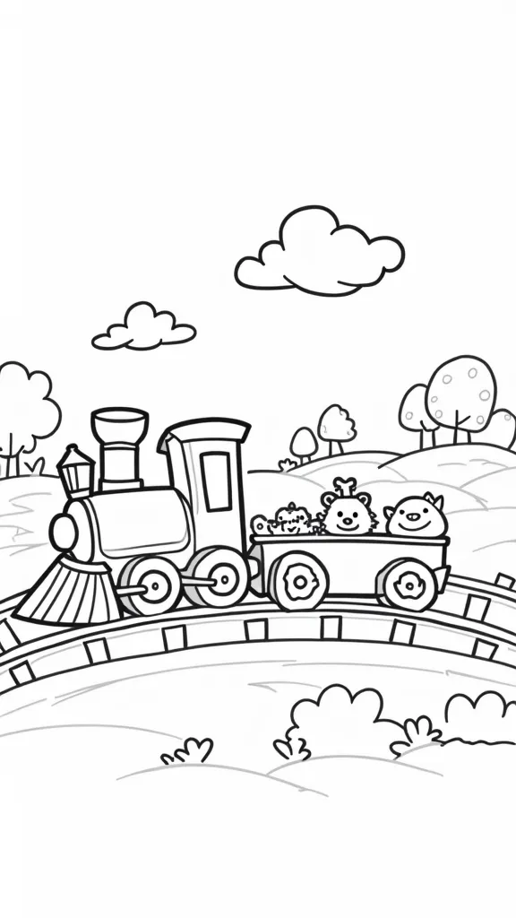 coloriage de train pour les enfants d’âge préscolaire